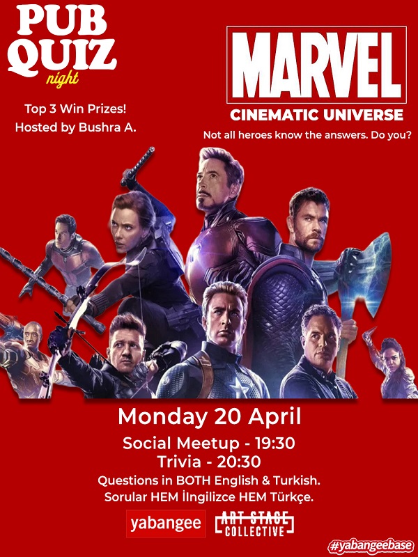 Pub Quiz Night on Marvel Cinematic Universe: Questions in English & Turkish